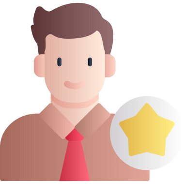 Elinde yıldız, vektör ve illüstrasyonla iş adamı