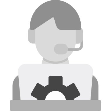 Çağrı merkezi operatör vektör simgesi. biçim düz sembol, gri renk, yuvarlak açılar, beyaz arkaplan