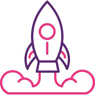 Roket. Web simgesi basit illüstrasyon