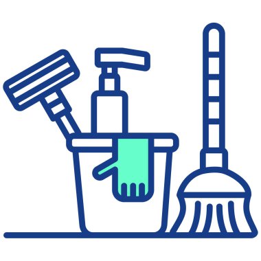 fırça ve süpürge ikonu. Web için süpürge vektör simgelerinin özet çizimi