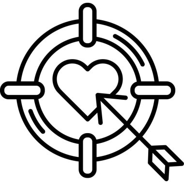Aşk oku simgesi. Web için aşk vektör simgelerinin özet çizimi