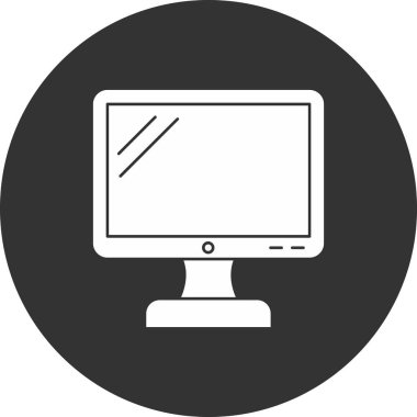 Bilgisayar izleyici vektör simgesi. Bilgisayar monitörü sembolü beyaz arkaplanda izole edildi. Bilgisayar ekran vektörü. Web ve mobil için bilgisayar görüntüsü