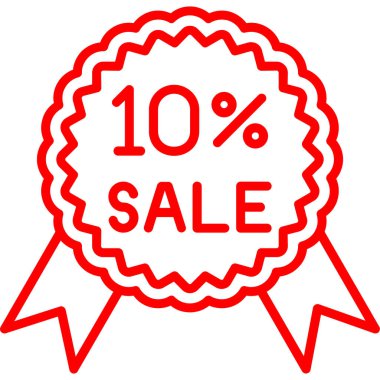 Beyaz üzerine% 10 kırmızı pul.