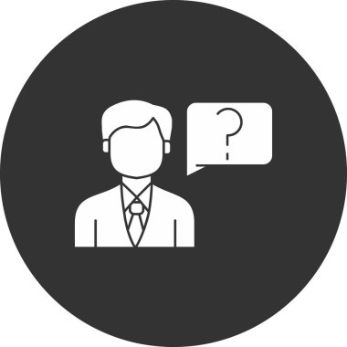 Kafasında soru işareti olan bir iş adamı..