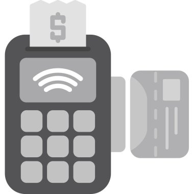 kablosuz ödeme düz simgesi beyaz arkaplan, vektör, illüstrasyon izole