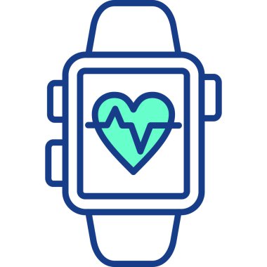 Kalp atış simgesi, vektör illüstrasyonlu akıllı twatch