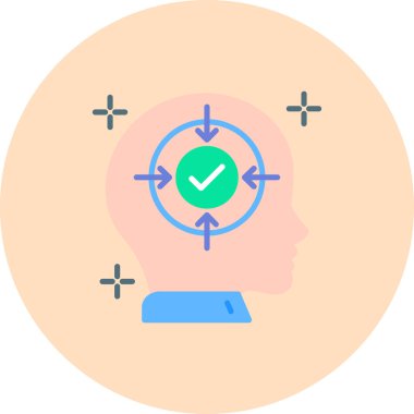 Hedef vektör simgesine sahip beyin basit vektör çizimi