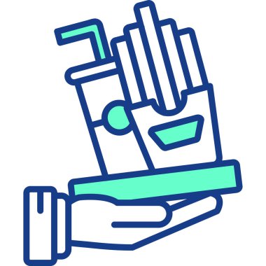 Bir çay şişesini tutan elin vektör çizimi