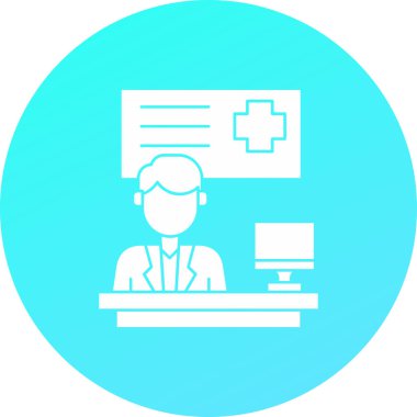 Tıp bürosundaki bir adamın vektör çizimi