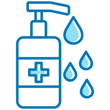 Dezenfektan ve tıbbi ikon, vektör illüstrasyonu