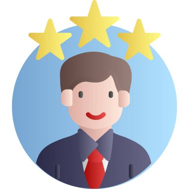 Yıldız simgesi olan iş adamı, basit vektör illüstrasyonu