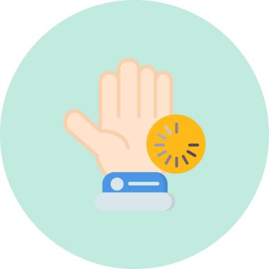 Düz dizaynlı bir akıllı saat simgesini tutan el.