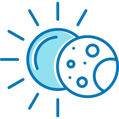 Beyaz arkaplanda bulutların simgesi olan mavi çizgi ay. Bulutlu gece işareti. Sembol rüyaları. Gece ya da zaman işareti. soyut işaret rastgele noktalar