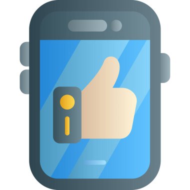 akıllı telefon başparmaklar yukarı simgesi, basit vektör illüstrasyonu