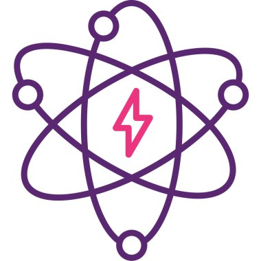 Atom simgesi. Atom işareti sembolünün vektör illüstrasyonu.