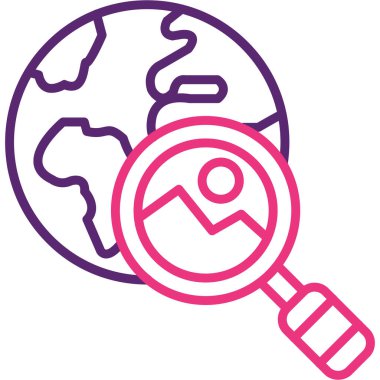 büyütme cam ikon vektör çizimi tasarımı