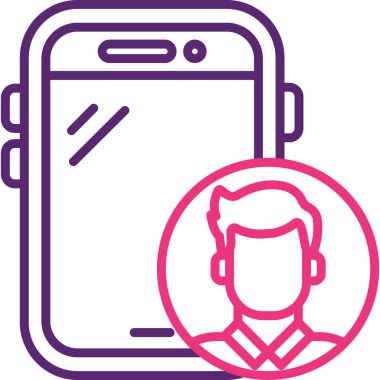 Cep telefonu olan bir adamın vektör çizimi