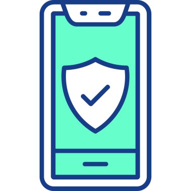 Kalkanlı akıllı telefon. Web simgesi basit illüstrasyon