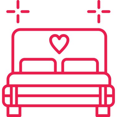 Yatak ikonu. Web için yatak odası vektör simgelerinin basit çizimi