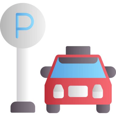 Araba park etme ikonu. karikatür çizimi araba ve park tasarımı için beyaz arkaplanda izole edildi.