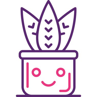 Şirin bir kaktüs ikonunun vektör çizimi