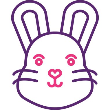 Şirin tavşan yüzü ikon vektör çizimi çizimi