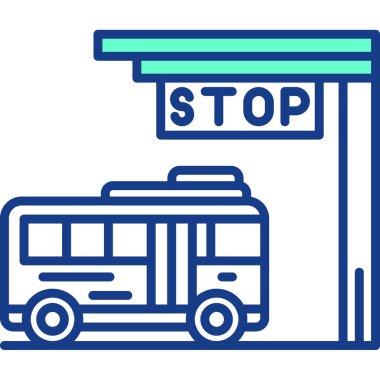 Otobüs Durağı modern simgesi, vektör illüstrasyonu