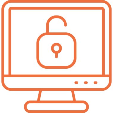 Bilgisayar kilidi dizüstü simgesi ana hat biçiminde