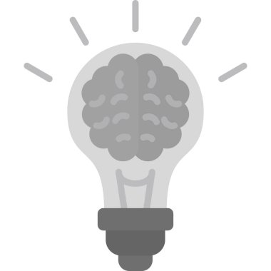 Beyin fikri ampul simgesi ana hatlarıyla doldurulmuş