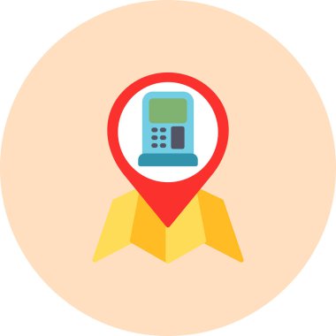 Harita PIN düz simgesi, vektör, illüstrasyon