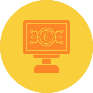 Avro işaret simgesiyle bilgisayar monitörü, basit vektör illüstrasyonu