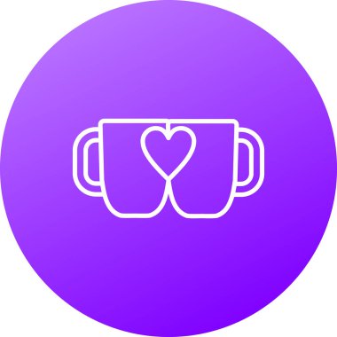 Beyaz arka planda izole edilmiş kalp ikonu olan mor bardak. Sevgililer Günü. Aşk sembolü. Sevgililer Günü 'nde. vektör