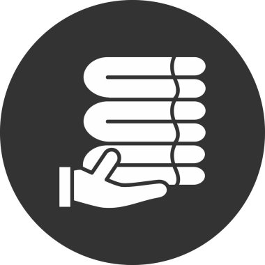 El sıkışma vektör simgesi. Bu yuvarlak düz sembol beyaz arkaplanda gri ve gri renklerle çizilir.