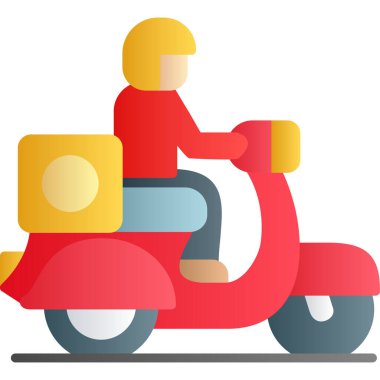 Scooter düz simgesi, vektör illüstrasyonu