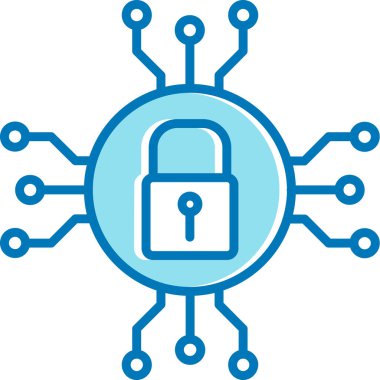 İnternet güvenlik kilidi simgesi doldurulmuş ana hatlar biçiminde