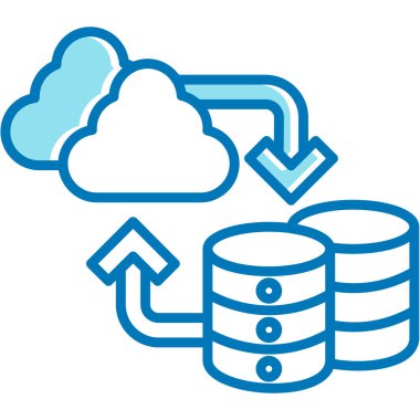 veri veritabanı bulut hesaplama simgesi doldurulmuş ana hatlar biçiminde