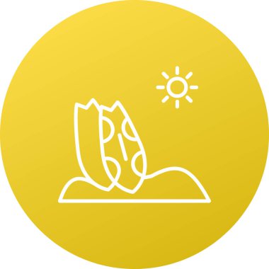 Güneş, güneş ve palmiye ikonu vektörü.