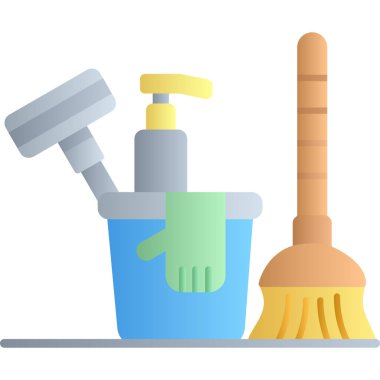 Fırça ve süpürge vektör illüstrasyon tasarımı ile temizlik malzemeleri