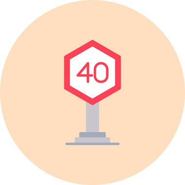 Trafik işareti düz vektör simgesi