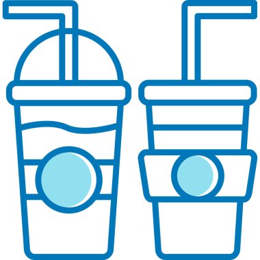 Bir pipetle mavi bardağın vektör illüstrasyonu