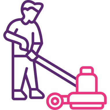 Elektrikli testere ikonlu adam. Basit vektör illüstrasyonu