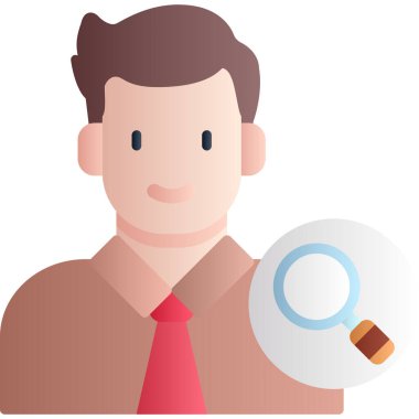 Büyüteç, illüstrasyon, beyaz zemin üzerinde vektör olan iş adamı.