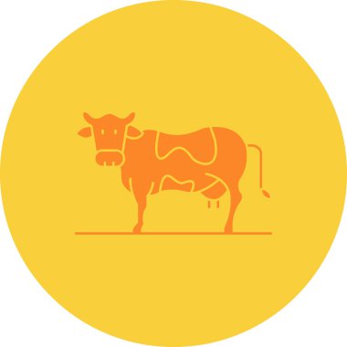 İnek düz simgesi, vektör illüstrasyonu