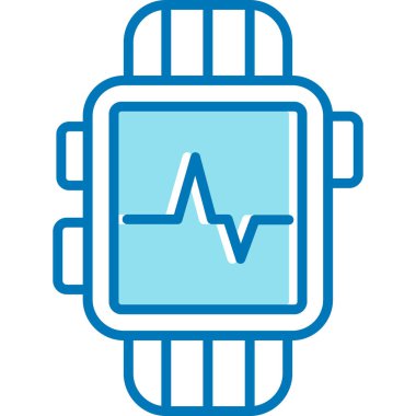 Kalp atışı çizgisine sahip akıllı twatch ve biçim ikon vektör çizimi tasarımı