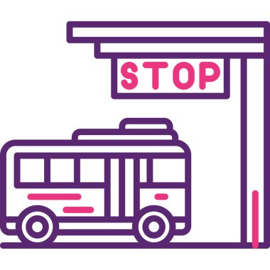 otobüs durağı simge vektör çizim