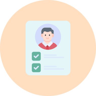 Kartı olan bir adamın düz bir simgesinin vektör çizimi