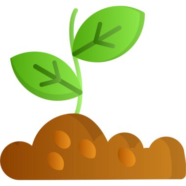 Toprakta büyüyen bitki, illüstrasyon, beyaz arkaplan üzerinde vektör.