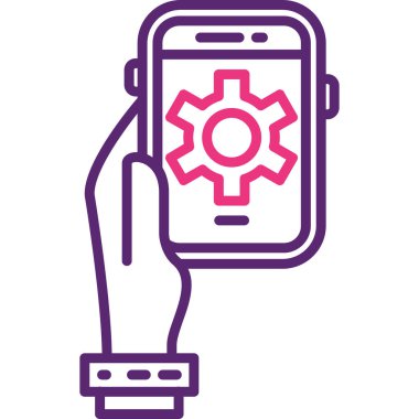 akıllı telefon vektör illüstrasyon tasarımı içinde dişliler