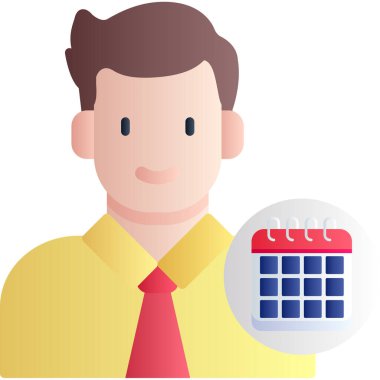 Takvim anımsatıcı vektör illüstrasyon tasarımına sahip iş adamı