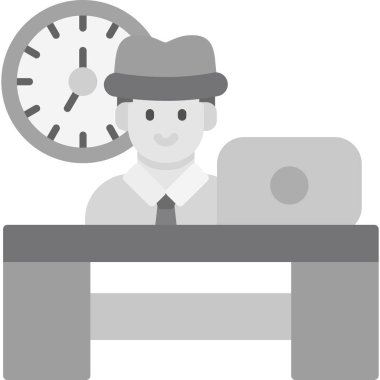 iş yönetimi düz simgesi, bilgisayar konsepti